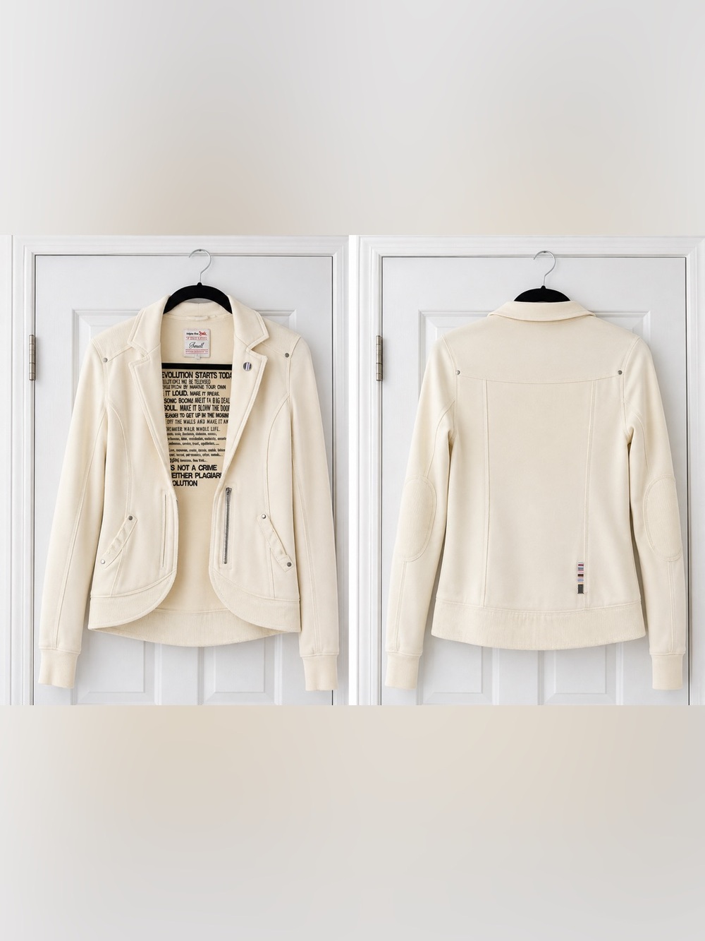 Triple Five Soul Cream Moto Sweatshirt Jacket Y2K Zip Up Small